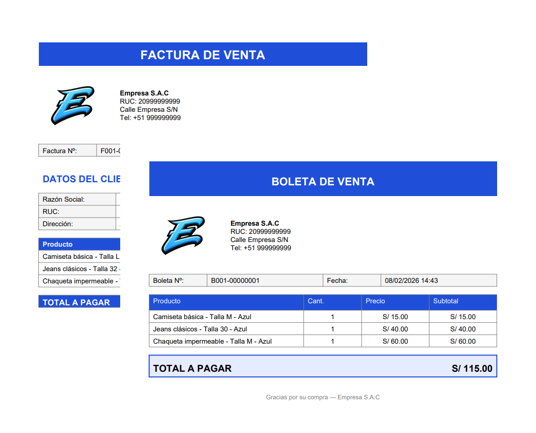 Boletas y facturas